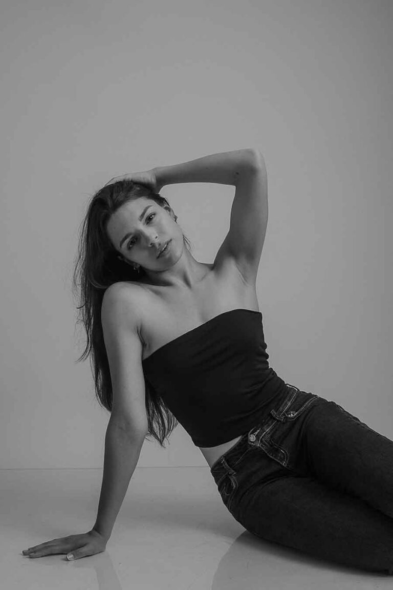 modelo en una sesión de fotos polas para casting